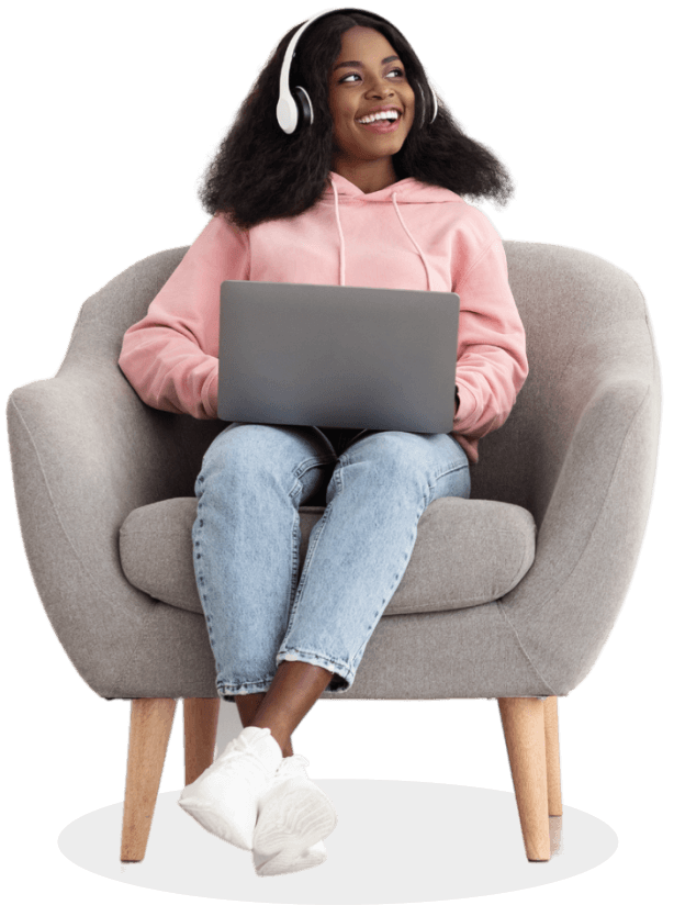 Person using laptop for support